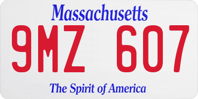 MA license plate 9MZ607