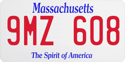 MA license plate 9MZ608
