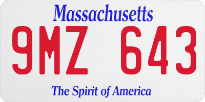 MA license plate 9MZ643