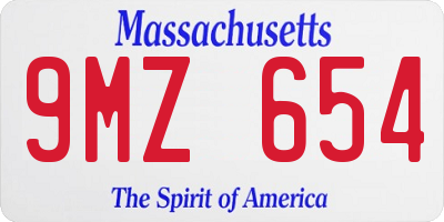 MA license plate 9MZ654