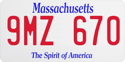 MA license plate 9MZ670
