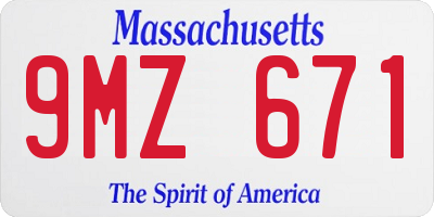 MA license plate 9MZ671