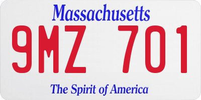 MA license plate 9MZ701