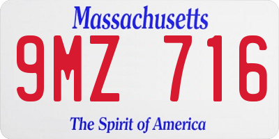 MA license plate 9MZ716