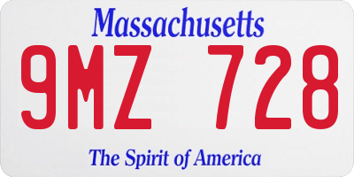MA license plate 9MZ728