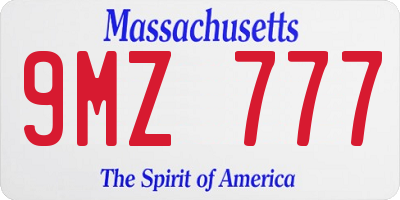 MA license plate 9MZ777