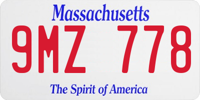 MA license plate 9MZ778