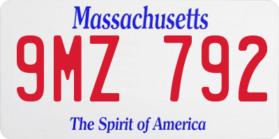 MA license plate 9MZ792