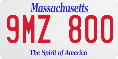 MA license plate 9MZ800