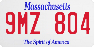 MA license plate 9MZ804