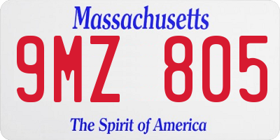 MA license plate 9MZ805