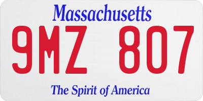 MA license plate 9MZ807