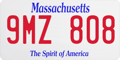 MA license plate 9MZ808