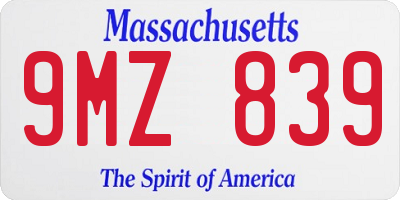 MA license plate 9MZ839