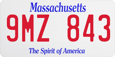 MA license plate 9MZ843