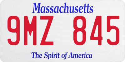 MA license plate 9MZ845