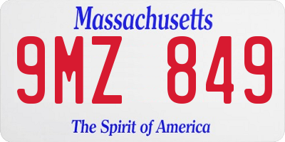 MA license plate 9MZ849