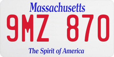 MA license plate 9MZ870