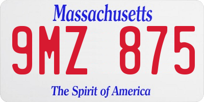 MA license plate 9MZ875