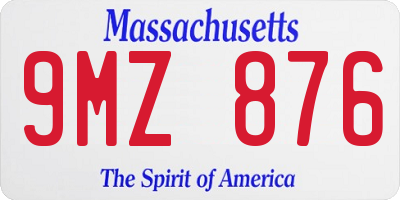 MA license plate 9MZ876