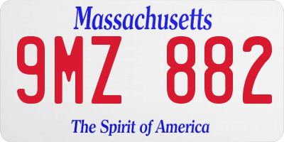 MA license plate 9MZ882