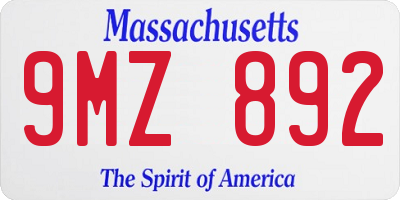 MA license plate 9MZ892