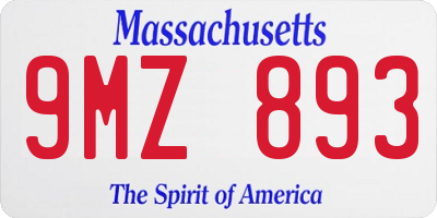 MA license plate 9MZ893