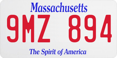 MA license plate 9MZ894