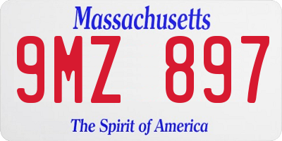 MA license plate 9MZ897
