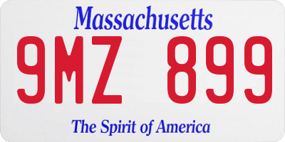 MA license plate 9MZ899