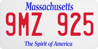 MA license plate 9MZ925