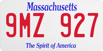 MA license plate 9MZ927