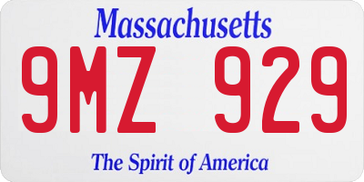 MA license plate 9MZ929