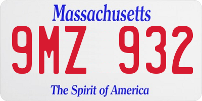 MA license plate 9MZ932