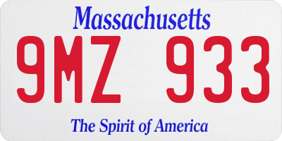 MA license plate 9MZ933