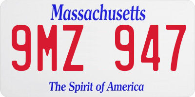 MA license plate 9MZ947
