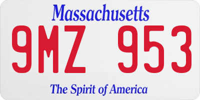 MA license plate 9MZ953