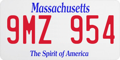 MA license plate 9MZ954