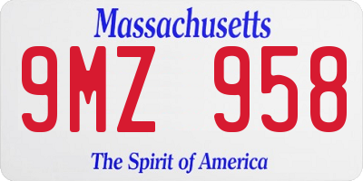 MA license plate 9MZ958