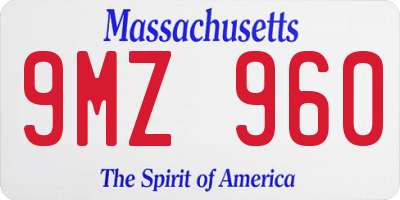 MA license plate 9MZ960