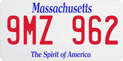MA license plate 9MZ962