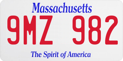 MA license plate 9MZ982