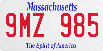 MA license plate 9MZ985