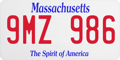 MA license plate 9MZ986