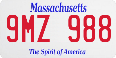 MA license plate 9MZ988