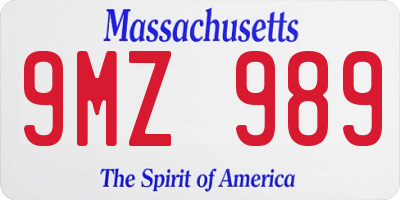 MA license plate 9MZ989