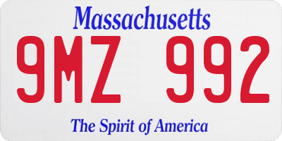 MA license plate 9MZ992