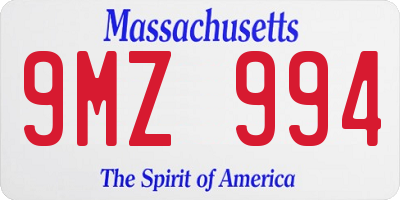 MA license plate 9MZ994