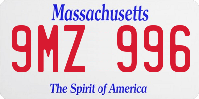 MA license plate 9MZ996