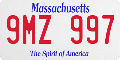 MA license plate 9MZ997